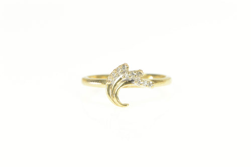 10K Diamond Layered Wave Curve Freeform Ring Yellow Gold