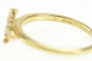 10K Diamond Layered Wave Curve Freeform Ring Yellow Gold