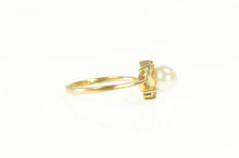 Load image into Gallery viewer, 14K Classic 6.8mm Pearl Diamond Accent Bypass Ring Yellow Gold