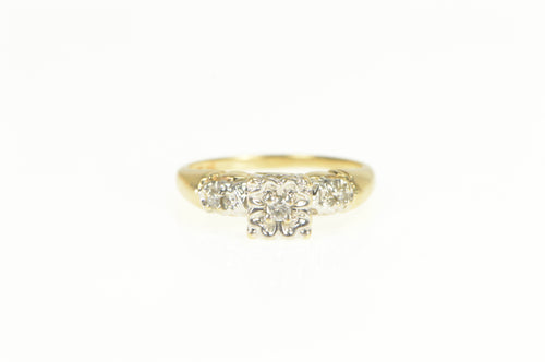 14K Three Stone Diamond Promise Engagement Ring Yellow Gold