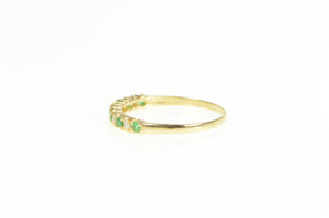 14K Natural Emerald Diamond Wedding Band Ring Yellow Gold