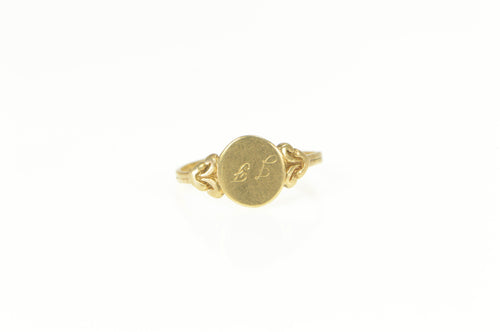 10K Retro JF Monogram Initial Name Baby Child's Ring Yellow Gold
