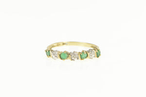 10K Emerald Diamond Simple Wedding Band Ring Yellow Gold