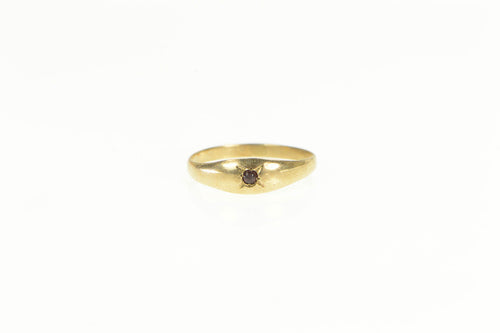 10K Garnet Rounded Child's Domed Baby Ring Yellow Gold