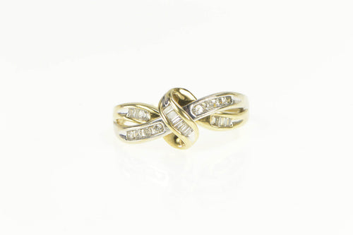 10K Two Tone Diamond Layered Look Freeform Ring Yellow Gold