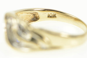 10K Baguette Diamond Encrusted Bypass Ring Yellow Gold