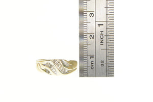 10K Baguette Diamond Encrusted Bypass Ring Yellow Gold