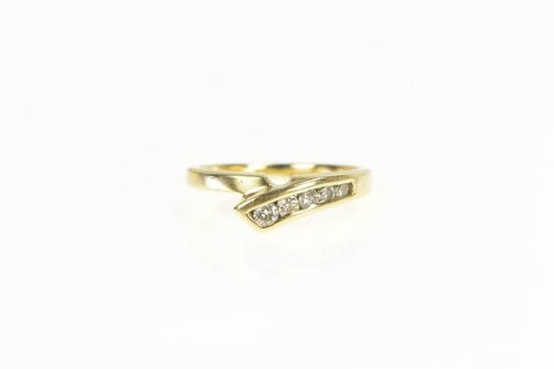 14K Graduated Diamond Bypass Wedding Band Ring Yellow Gold