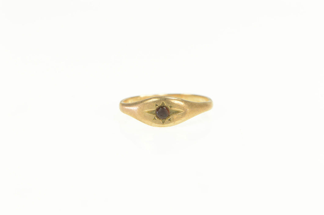 10K Victorian Garnet Child's Birthstone Baby Ring Yellow Gold