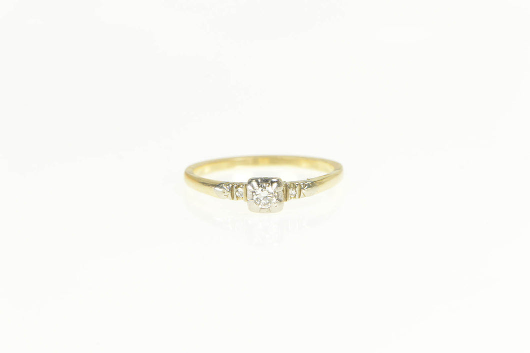 14K 1940's Diamond Three Stone Promise Ring Yellow Gold
