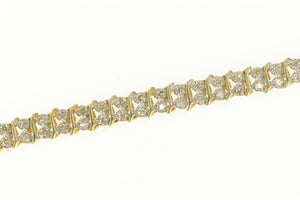 14K 2.00 Ctw Diamond Encrusted Link Tennis Bracelet 6.75" Yellow Gold