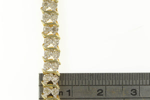 14K 2.00 Ctw Diamond Encrusted Link Tennis Bracelet 6.75" Yellow Gold