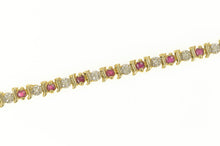 Load image into Gallery viewer, 14K Natural Ruby Diamond Classic Simple Tennis Bracelet 7&quot; Yellow Gold