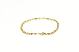 14K Natural Ruby Diamond Classic Simple Tennis Bracelet 7" Yellow Gold