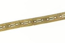 Load image into Gallery viewer, 14K Art Deco Squared Scroll Pattern Bar Chain Bracelet 7&quot; Yellow Gold