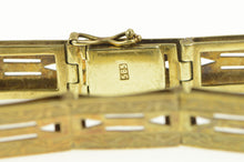 Load image into Gallery viewer, 14K Art Deco Squared Scroll Pattern Bar Chain Bracelet 7&quot; Yellow Gold