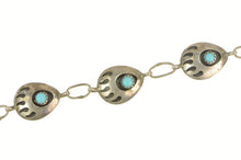 Load image into Gallery viewer, Sterling Silver Native American Turquoise Bear Paw Print Bracelet 8&quot;