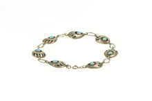 Load image into Gallery viewer, Sterling Silver Native American Turquoise Bear Paw Print Bracelet 8&quot;