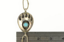 Load image into Gallery viewer, Sterling Silver Native American Turquoise Bear Paw Print Bracelet 8&quot;