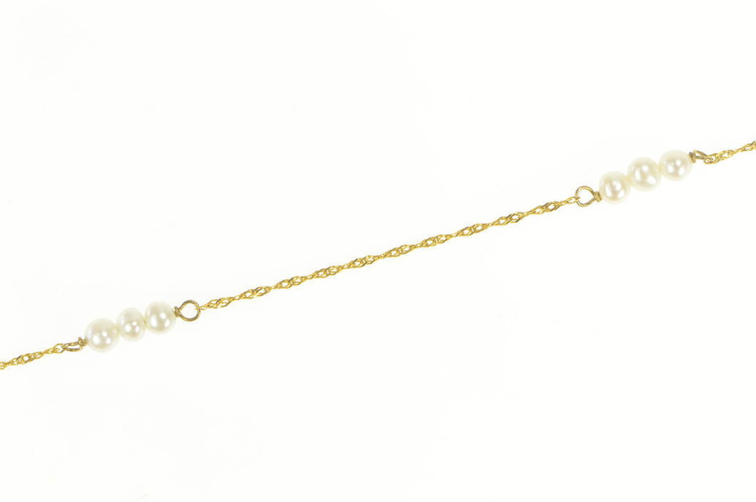 14K Pearl Beaded Rolling Twist Link Chain Bracelet 7.25