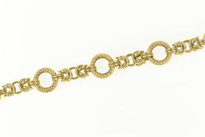 14K Hamilton Knot Link Ornate Charm Chain Bracelet 7" Yellow Gold
