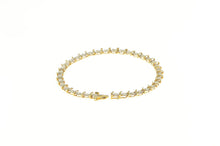 Load image into Gallery viewer, 10K 0.78 Ctw Simple Diamond Wavy Link Tennis Bracelet 6.75&quot; Yellow Gold