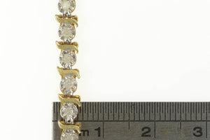 10K 0.78 Ctw Simple Diamond Wavy Link Tennis Bracelet 6.75" Yellow Gold