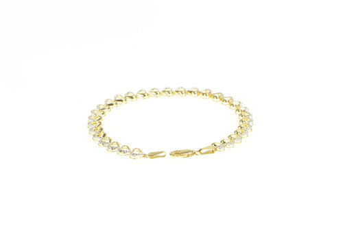 14K 0.30 Ctw Diamond Inset Heart Love Link Tennis Bracelet 7