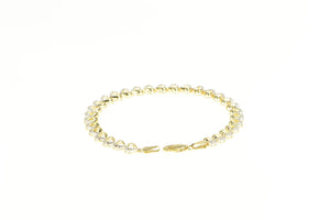 14K 0.30 Ctw Diamond Inset Heart Love Link Tennis Bracelet 7" Yellow Gold