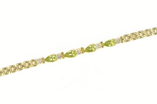 14K Peridot Diamond Accent Classic Statement Bracelet 6.75
