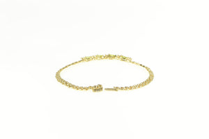 14K Peridot Diamond Accent Classic Statement Bracelet 6.75" Yellow Gold