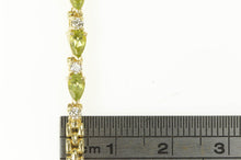 Load image into Gallery viewer, 14K Peridot Diamond Accent Classic Statement Bracelet 6.75&quot; Yellow Gold