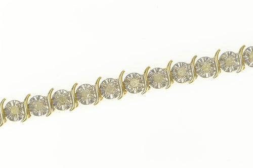10K 0.75 Ctw Diamond Classic Wavy Link Tennis Bracelet 6.75
