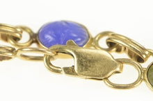Load image into Gallery viewer, 14K Egyptian Scarab Carved Stone Life Symbol Bracelet 7&quot; Yellow Gold