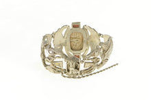 Load image into Gallery viewer, Sterling Silver Egyptian Soapstone Scarab Ankh Papyrus Bracelet 7&quot;