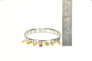 Stainless Steel 18K Gold Heart Moon Ladybug Lucky Charm Bracelet 7"