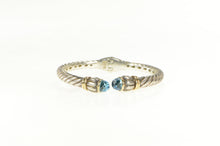 Load image into Gallery viewer, Sterling Silver Bixby 18k Gold Blue Topaz Twist Cuff Bracelet 6.5&quot;