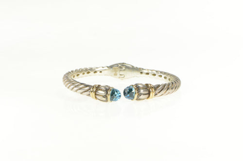 Sterling Silver Bixby 18k Gold Blue Topaz Twist Cuff Bracelet 6.5