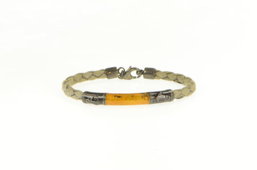 Sterling Silver Anchor Orange Enamel Woven Braided Bracelet 7