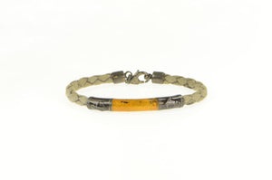 Sterling Silver Anchor Orange Enamel Woven Braided Bracelet 7"