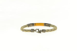 Sterling Silver Anchor Orange Enamel Woven Braided Bracelet 7"