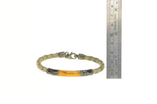 Load image into Gallery viewer, Sterling Silver Anchor Orange Enamel Woven Braided Bracelet 7&quot;