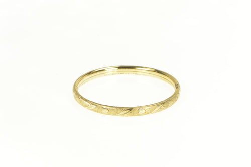 Gold Filled Art Deco 4.75mm Heart Pattern Child's Bangle Bracelet 5.75