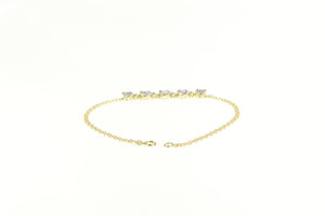 14K Oval Tanzanite Diamond Square Chain Link Bracelet 7.25" Yellow Gold