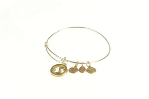 Silver Plated Alex & Ani S Monogram Initial Two Tone Charm Bracelet 7.5"
