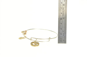 Silver Plated Alex & Ani S Monogram Initial Two Tone Charm Bracelet 7.5"