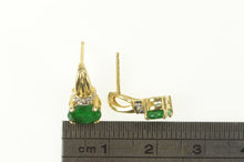 Load image into Gallery viewer, 14K Oval Natural Emerald Diamond Accent Stud Earrings Yellow Gold