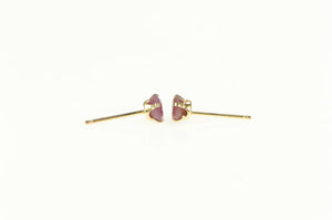 10K Round Natural Ruby Solitaire Stud Simple Earrings Yellow Gold