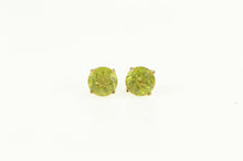 Load image into Gallery viewer, 14K Round Peridot Solitaire Classic Simple Stud Earrings Yellow Gold