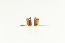 Load image into Gallery viewer, 14K Emerald Cut Garnet Solitaire Classic Stud Earrings Yellow Gold